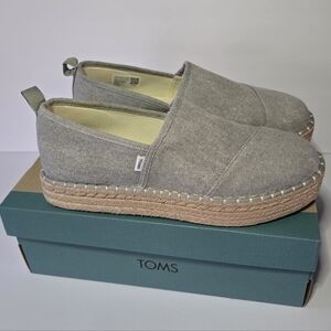 TOMS Gray Canvas Espadrille Slip-Ons